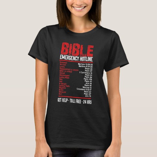 Vintage Bible Emergency Numbers  Hotline Verses Tシャツ (正面)