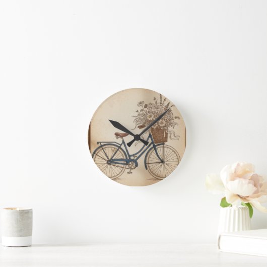 vintage bicycle ラウンド壁時計 (ホーム)