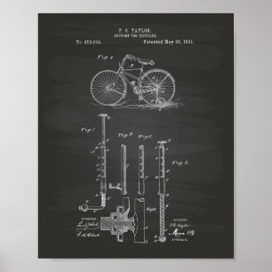 Vintage Bicycle 1891 Patent Art - Chalkboard ポスター