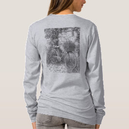 Vintage Bicycle and Roses Sketch Tシャツ