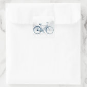 Vintage Bicycle Art in White & Blue スクエアシール (バッグ)