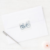 Vintage Bicycle Art in White & Blue スクエアシール (封筒)