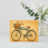 Vintage Bicycle Basket Flowers Any Occasion Gift シーズンポストカード (スタンド正面)