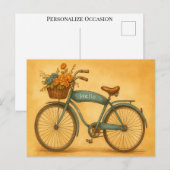 Vintage Bicycle Basket Flowers Any Occasion Gift シーズンポストカード (正面/裏面)
