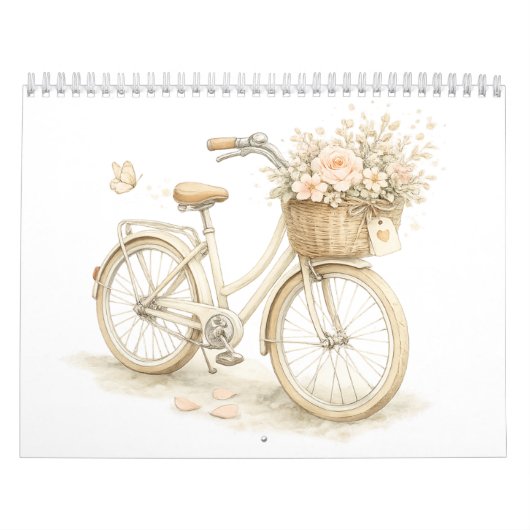 Vintage Bicycle Floral Wall Calendar カレンダー (カバー)