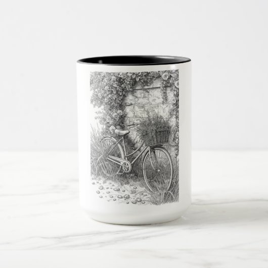 Vintage Bicycle Garden Scene Mug マグカップ (中央)