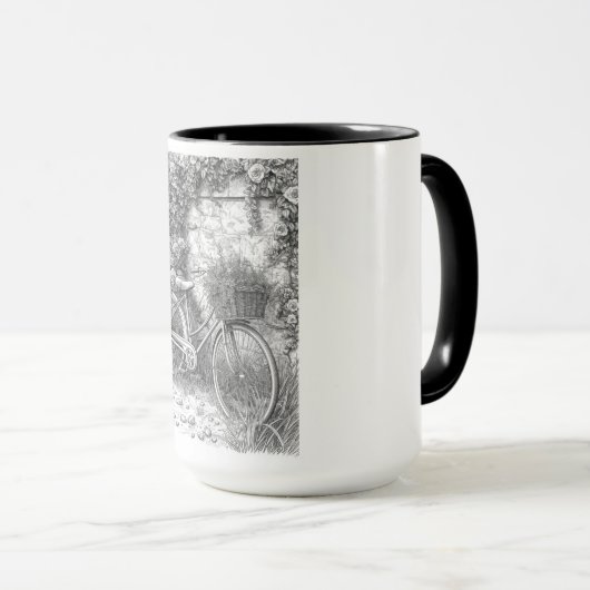 Vintage Bicycle Garden Scene Mug マグカップ (正面右)