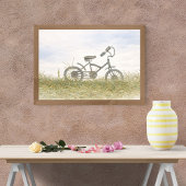 Vintage Bicycle in Meadow Sketch – Rustic Minimali ポスター