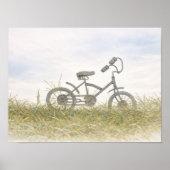 Vintage Bicycle in Meadow Sketch – Rustic Minimali ポスター (正面)