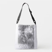 Vintage Bicycle & Roses Garden Tote Bag クロスボディバッグ (裏面)