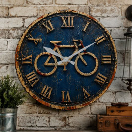 Vintage Bicycle Rustic Cycling Decor ラージ壁時計