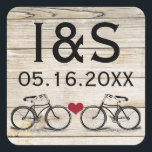 Vintage Bicycle Wedding Favor Stickers スクエアシール<br><div class="desc">Vintage Bicycle Wedding Favor Stickers</div>