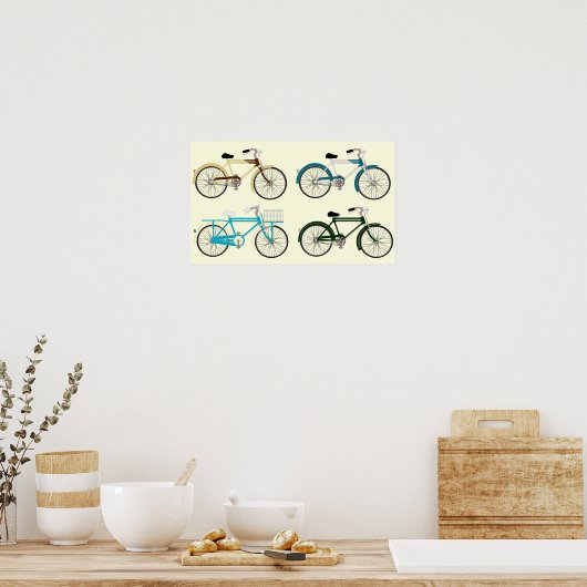 Vintage Bicycles ポスター (キッチン)