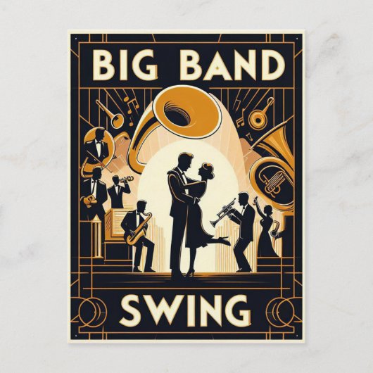 Vintage Big Band Swing Dance ポストカード (正面)