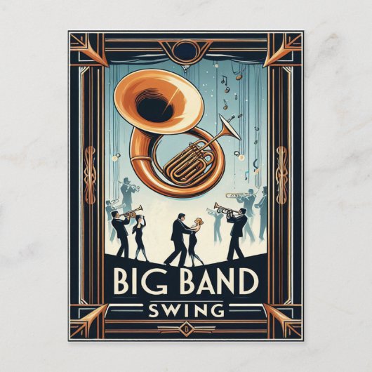 Vintage Big Band Swing Dance ポストカード (正面)