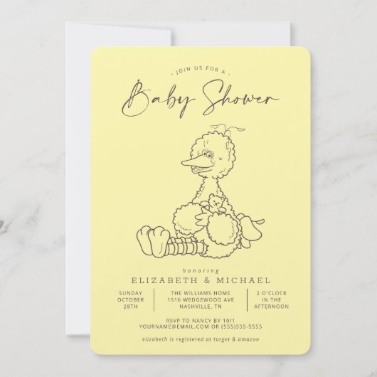 Vintage Big Bird Baby Shower Invitation 招待状 (正面)