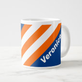 Vintage Big City Stripes with Name ジャンボコーヒーマグカップ (正面右)