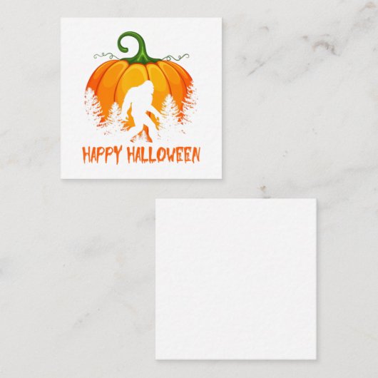 Vintage Bigfoot Pumpkin Halloween スクエア名刺 (正面/裏面)