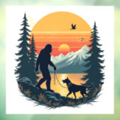 Vintage Bigfoot Walking Dog Mountain Sunset Retro  ウィンドウサイン (シート3)