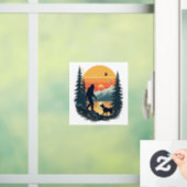 Vintage Bigfoot Walking Dog Mountain Sunset Retro  ウィンドウサイン (ホーム)