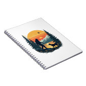 Vintage Bigfoot Walking Dog Mountain Sunset Retro  ノートブック (右側)