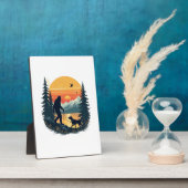 Vintage Bigfoot Walking Dog Mountain Sunset Retro  フォトプラーク (側面)