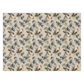 Vintage Bird and Blueberry Seamless Pattern テーブルクロス (正面(横))