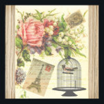 Vintage Bird Floral French Paris Eiffel Tower ポスター<br><div class="desc">A vintage cute birdcage and girly pink floral with french Paris Eiffel Tower .A shabby chic bird floral pattern on paper texture background. Get this elegant vintage french bird floral for her on any occasion.</div>