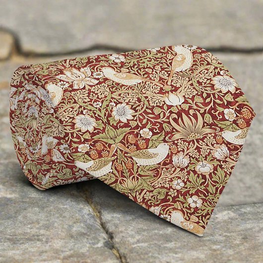 Vintage Bird Flower Strawberry Christmas Pattern ネクタイ