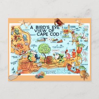 "Vintage Birds Eye View Of Cape Cod" ポストカード