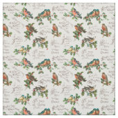 Vintage Birds, Holly & Christmas Greetings ファブリック (見本)