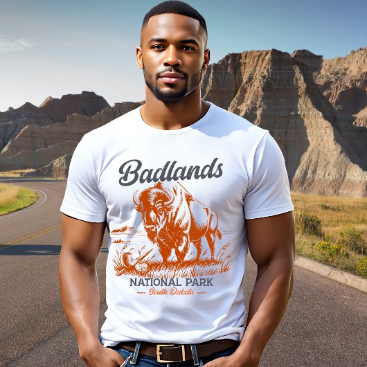 Vintage Bison Design – Badlands National Park  Tシャツ