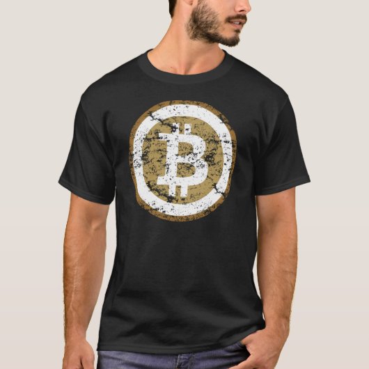 Vintage Bitcoin (Faded) Graphic Print T-Shirt Tシャツ (正面)