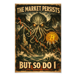 Vintage Bitcoin Horror Poster – “The Market Persis フォトプリント