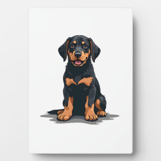 Vintage Black and Tan Dog Back View Illustration P フォトプラーク