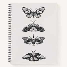 Vintage Black and White Butterfly Spiral Notebook ノートブック