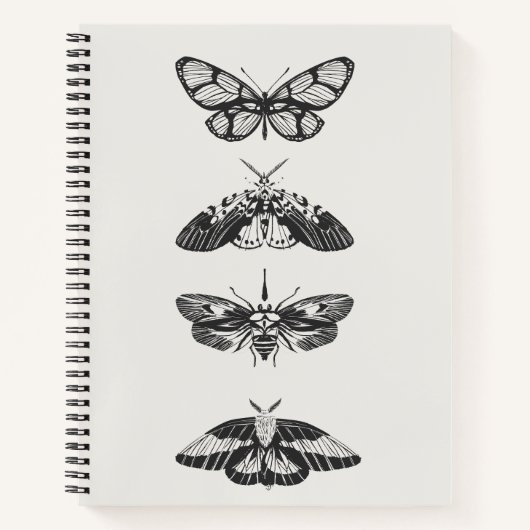 Vintage Black and White Butterfly Spiral Notebook ノートブック (正面)