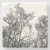 Vintage Black and White Detailed Tree ストーンコースター (正面)