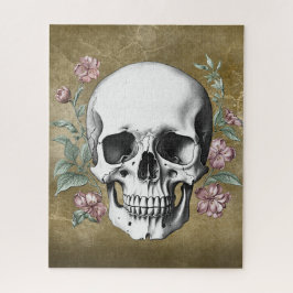 Vintage black and white hand drawn skull tattoo ジグソーパズル