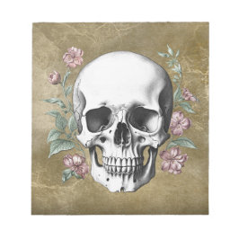 Vintage black and white hand drawn skull tattoo ノートパッド