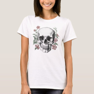 Vintage black and white hand drawn skull tattoo tシャツ