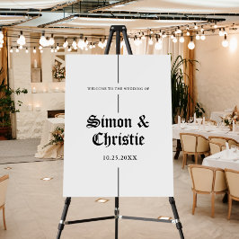 Vintage Black And White Wedding Welcome Poster