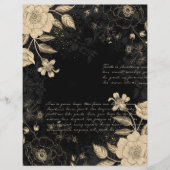 Vintage Black Beige Floral Script Scrapbook Paper (正面)