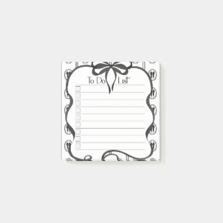 Vintage Black Bow Checklist Sticky Note Pad ポストイット