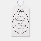 Vintage Black Bow Girl Baby Shower ギフトタグ (正面)
