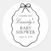 Vintage Black Bow Girl Baby Shower ラウンドシール (正面)