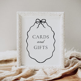 Vintage Black Bow Girl Baby Shower Cards and Gifts ポスター