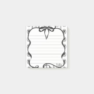 Vintage Black Bow Notes 3x3 Sticky Notepad ポストイット
