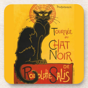 Vintage Black Cat Art Nouveau Chat Noir Steinlen コースター