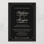 Vintage Black Checkered Old Money Photo Wedding 招待状 (裏面)